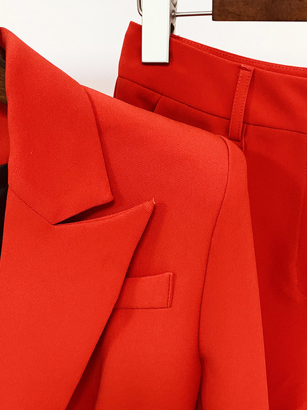 ZJYT Costume de toamnă de afaceri formale cu un singur buton Blazer și pantaloni 2 piese Ținute pentru femei Îmbrăcăminte de lucru pentru birou Set jachetă+pantaloni evazați