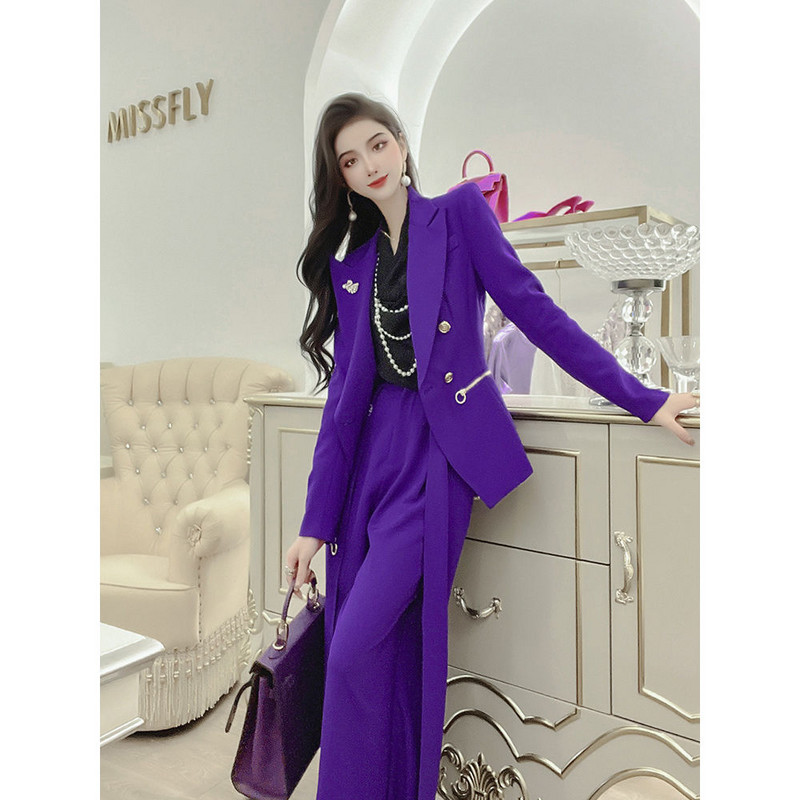 Blazer la două piese pentru femei elegante, la birou, la serviciu, la costum de damă, haină, pantaloni, costum profesional la modă, set din două piese J76