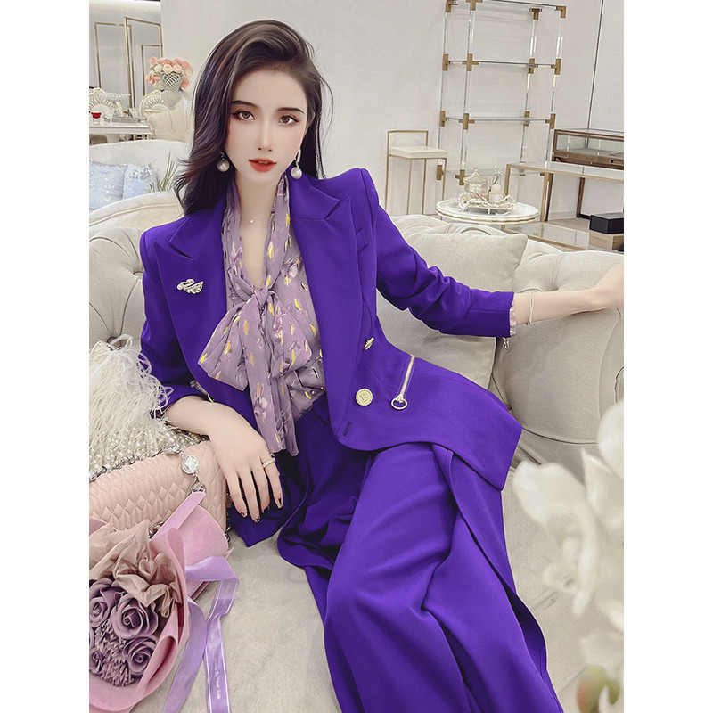 Blazer la două piese pentru femei elegante, la birou, la serviciu, la costum de damă, haină, pantaloni, costum profesional la modă, set din două piese J76