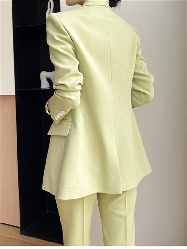 Set costum femei primăvară 2023 rever femeie jachetă dublu piept pantaloni picioare largi Blazere dama birou costum două piese