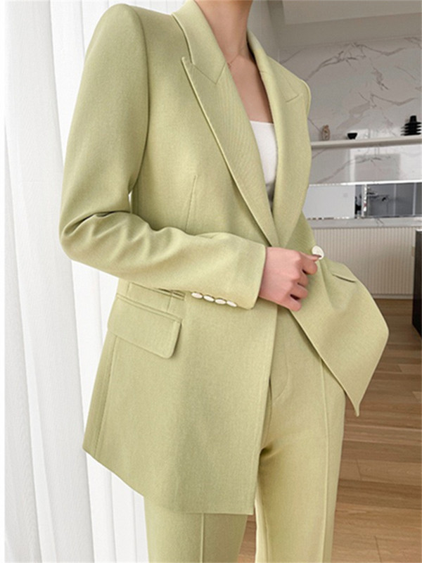 Set costum femei primăvară 2023 rever femeie jachetă dublu piept pantaloni picioare largi Blazere dama birou costum două piese