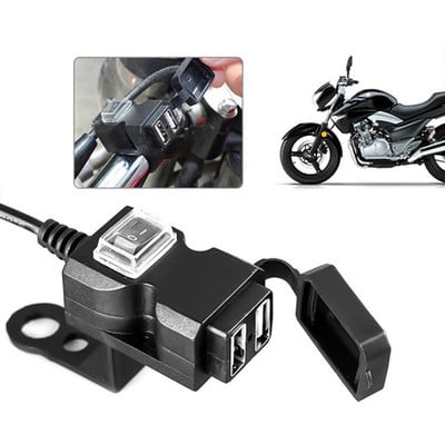 12V-24V kettős USB port vízálló motorkerékpár motorkerékpár kormány töltő adapter tápegység aljzat telefon mobilhoz