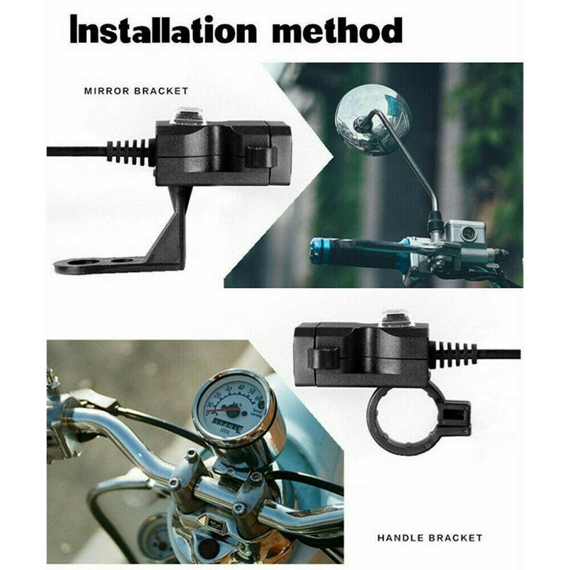 12V-24V Dual Port USB Impermeabil Motocicletă Ghidon Încărcător Adaptor Priză de alimentare pentru telefon mobil