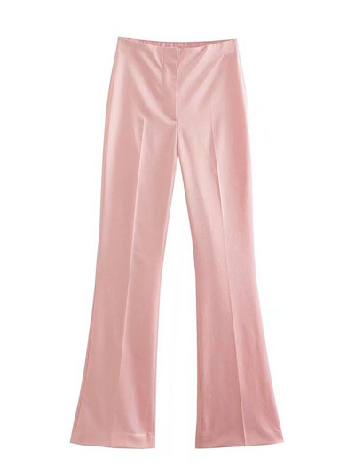 PUWD Set de pantaloni pentru costum de satin roz pentru femei 2022 Blazer pentru navetiști Pantaloni de stradă înaltă, vintage, subțiri, pentru femei