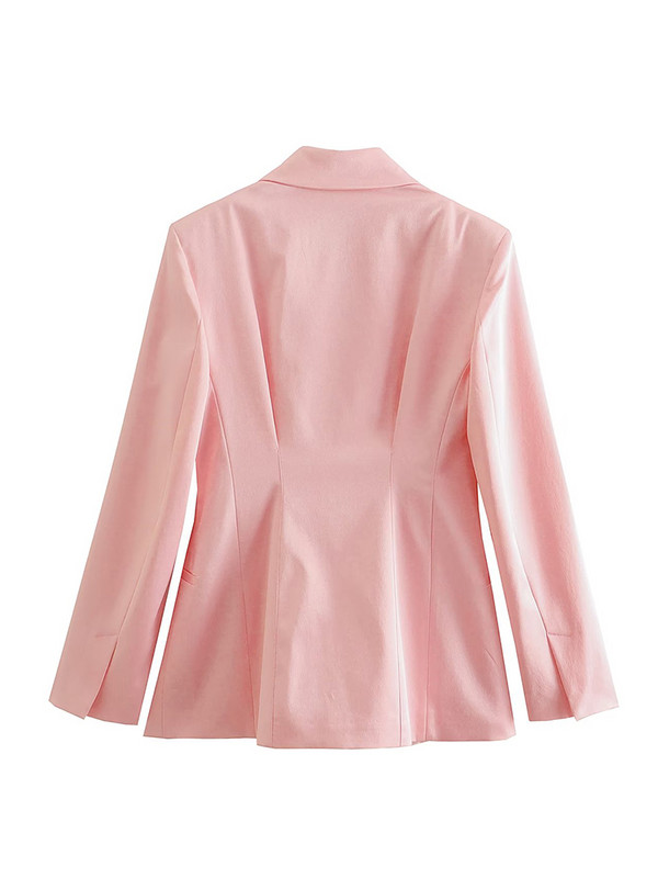 PUWD Set de pantaloni pentru costum de satin roz pentru femei 2022 Blazer pentru navetiști Pantaloni de stradă înaltă, vintage, subțiri, pentru femei