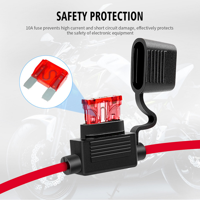 Conector SAE Cablu priză cu siguranță Cablu terminal OT rezistent la apă 1,4 m Conectori Prelungitor Cablu Motociclete Încărcător baterie