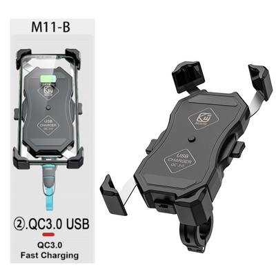 Motorkerékpár motorkerékpár kormány Mobiltelefon tartó Vezeték nélküli töltő USB töltés iphone motorkerékpár mobiltelefon tartó táblagéphez