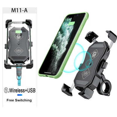 Motorkerékpár motorkerékpár kormány Mobiltelefon tartó Vezeték nélküli töltő USB töltés iphone motorkerékpár mobiltelefon tartó táblagéphez