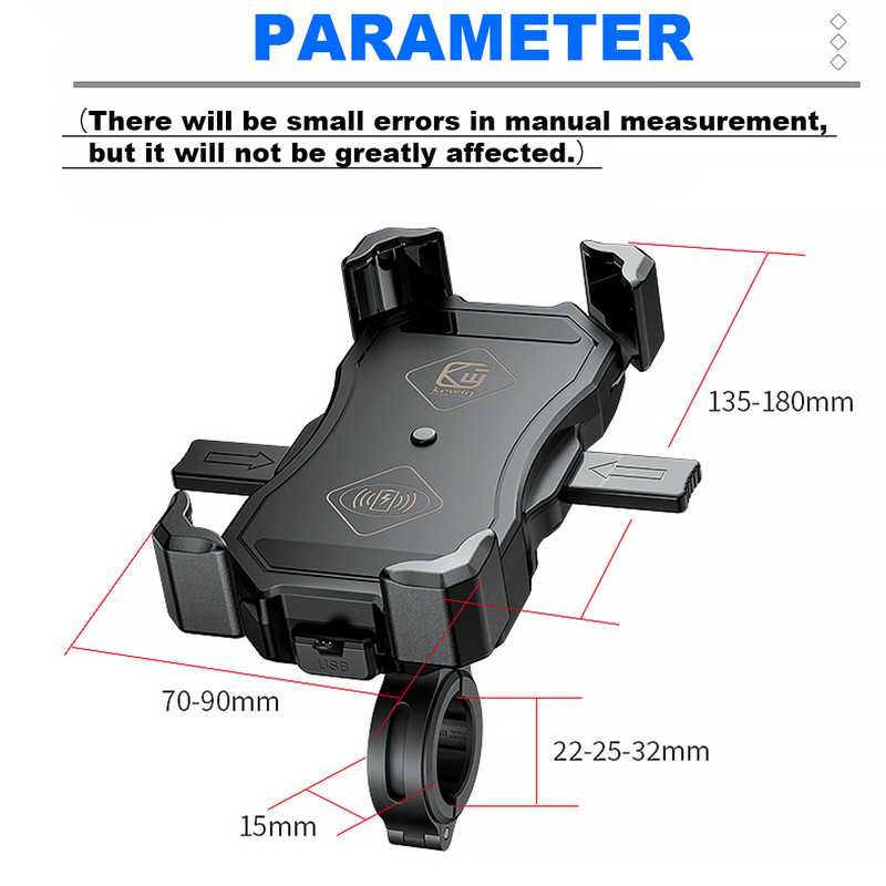 Motocicletă Motocicletă Ghidon Suport telefon mobil Încărcător fără fir Încărcare USB pentru iphone Motocicletă Suport telefon mobil tabletă