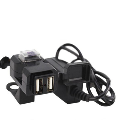 Kettős USB 5V 1A/2.1A adapter tápegység csatlakozó aljzat 12V vízálló motorkerékpár motorkerékpár kormánytöltő mobiltelefonhoz