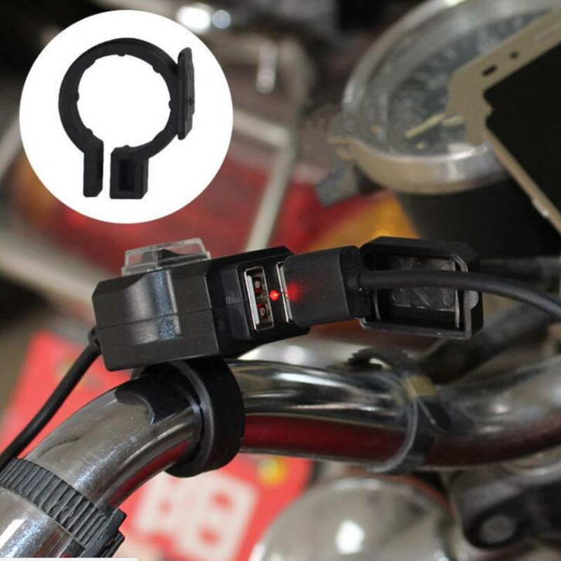 Adaptor USB dublu 5V 1A/2.1A Priză de alimentare Port 12V Impermeabil Motocicletă Încărcător ghidon pentru telefon mobil