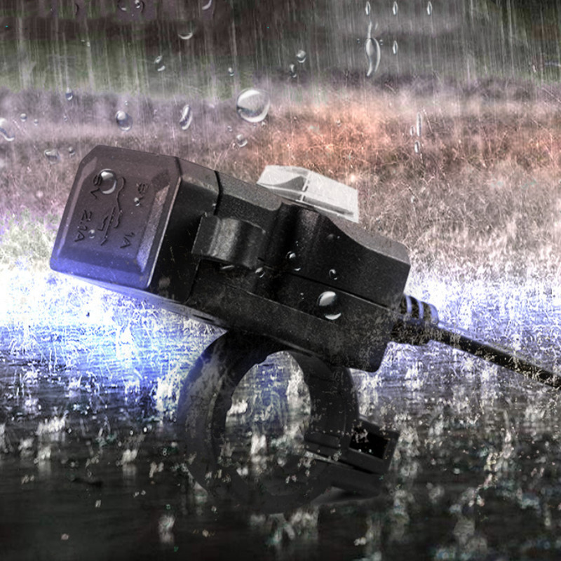 Adaptor USB dublu 5V 1A/2.1A Priză de alimentare Port 12V Impermeabil Motocicletă Încărcător ghidon pentru telefon mobil