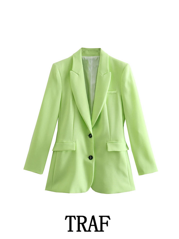 TRAF 2023 de primăvară pentru femei Blazer Costum Office Jachetă cu un singur piept+Pantalon drept Blazere cu mânecă lungă Femei Seturi de navetă