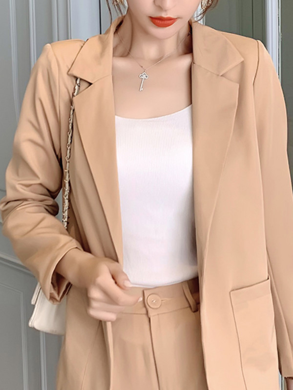 Costum de pantaloni eleganti de vară ocazional pentru femei pentru dama de birou, subțire, de modă vintage, costum pantalon, ținută coreeană, set de două piese