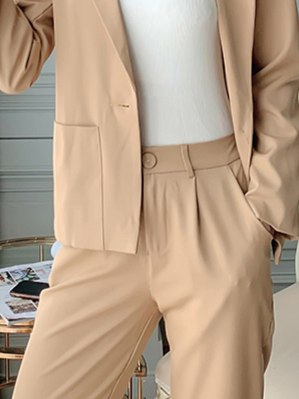 Costum de pantaloni eleganti de vară ocazional pentru femei pentru dama de birou, subțire, de modă vintage, costum pantalon, ținută coreeană, set de două piese