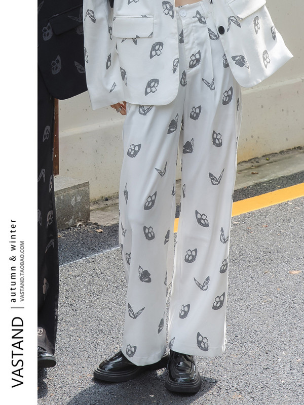 Costume cu pantaloni pentru femei High Street Newstyle costume pentru femei lejer casual cu imprimeu fluture jachetă cu pantaloni ținute 2 piese femei