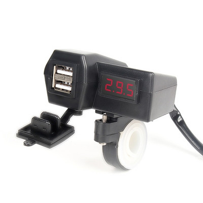 12 V-os motorkerékpár ATV robogó töltő tartozékai vízálló kettős USB szivargyújtó LED digitális kijelző feszültségmérő