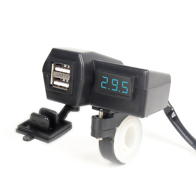 12 V-os motorkerékpár ATV robogó töltő tartozékai vízálló kettős USB szivargyújtó LED digitális kijelző feszültségmérő