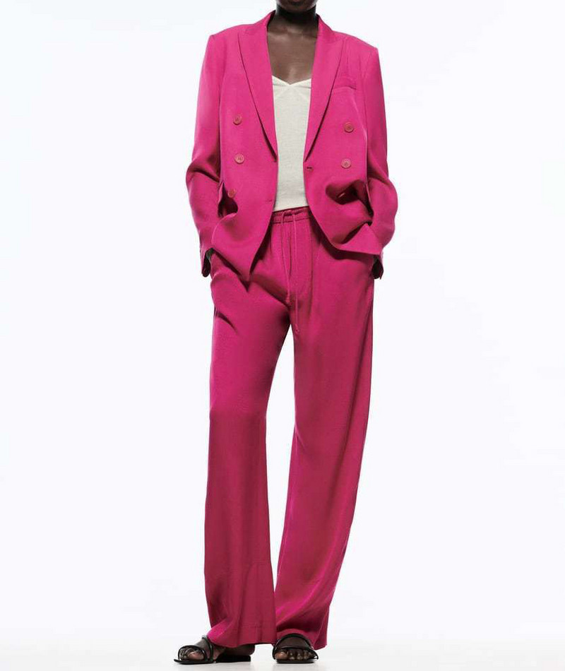 Femei 2022 Za New Fashion Blazer Blazer Vintage Jachetă și pantaloni cu mâneci lungi Femei OL Pantaloni eleganti Set 2 piese îmbrăcăminte exterioară