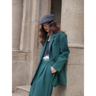 Insozkdg Női öltönygarnitúrák High Street Retro hosszú ujjú bő öltöny Kabátok Elegáns alkalmi széles szárú nadrágok kétrészes szett női felsők