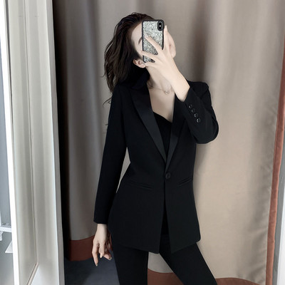 PEONFLY új koreai stílusú klasszikus hímzés, tömör hosszú ujjú karcsú temperamentum dzseki női irodai női elegáns alkalmi blézer öltönyök
