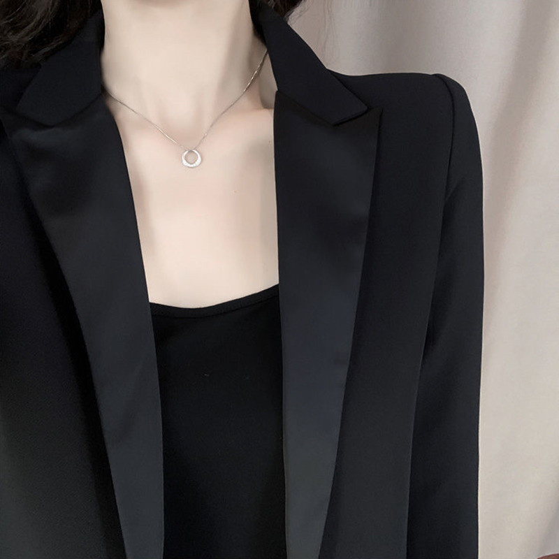 PEONFLY nou stil coreean broderie clasică solidă cu mânecă lungă jachetă temperament subțire femei birou doamnă șic costum blazer casual