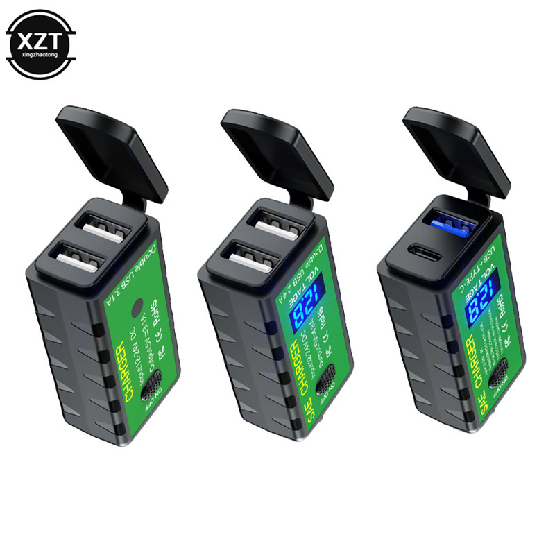 3.1A/4.8A TYPE-C Încărcător USB pentru motociclete SAE la USB Tip-C Voltmetru întrerupător pornit/oprit Mușcă de deconectare rapidă impermeabilă Motociclete