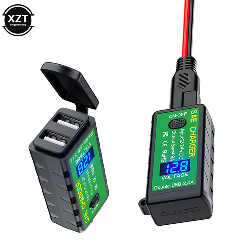 3.1A/4.8A TYPE-C Încărcător USB pentru motociclete SAE la USB Tip-C Voltmetru întrerupător pornit/oprit Mușcă de deconectare rapidă impermeabilă Motociclete