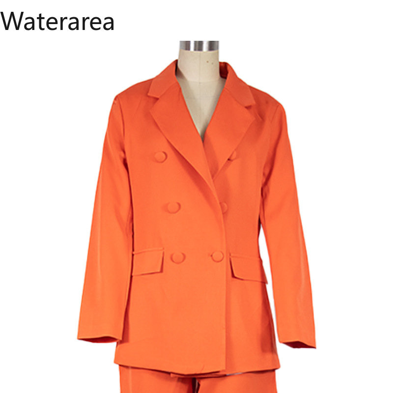 Waterarea Costum de afaceri pentru femei, toamnă iarnă, blazer, paltoane și pantaloni largi, set 2 2 piese, set de birou, casual, la modă