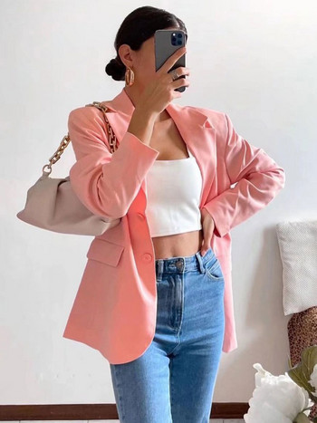 2022 Summer Solid Elegant for Women Blazer Casual Jacket Γυναικείο κορεάτικο κοστούμι παλτό Office Lady Simple Blazers Γυναικεία Ρούχα