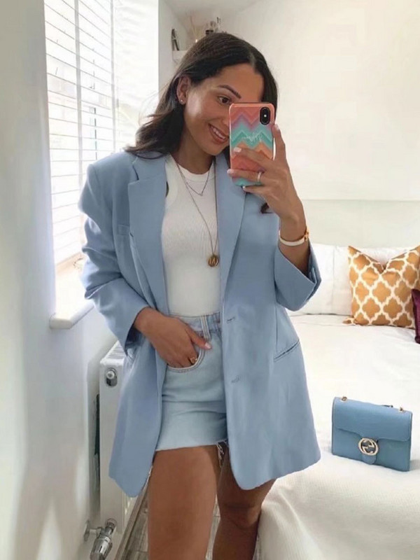 Vara 2022, solid, elegant pentru femei, sacou, jachetă ocazională, costum coreean pentru femei, haină de birou pentru damă, blaze simple, îmbrăcăminte pentru femei