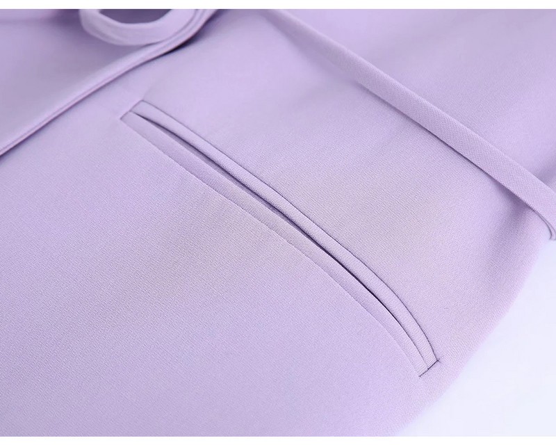 Set pantaloni pentru femei Costum birou Primavara 2022 Blazer elegant la moda cu curea Blazer pentru femei + pantalon simplu Costum pantalon 2 piese TRAF ZA