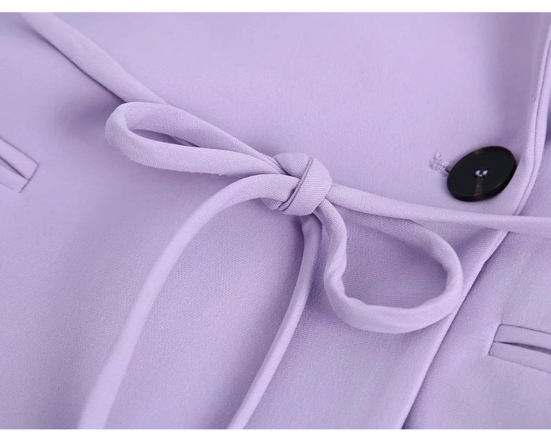 Set pantaloni pentru femei Costum birou Primavara 2022 Blazer elegant la moda cu curea Blazer pentru femei + pantalon simplu Costum pantalon 2 piese TRAF ZA