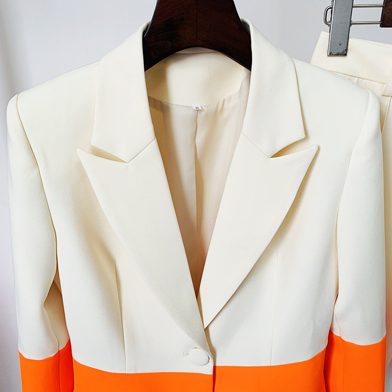 Blazer Pantaloni Set Două Piese 4XL Roz Negru Office Doamne Femei Business Pantaloni evazați cu un singur buton Pantaloni Blazer Costum formal