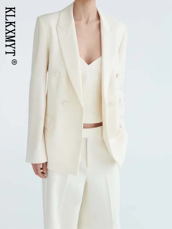 Traf Costum Femei 2023 Fashion Casual Blazer Jachetă și Pantaloni Costume Pantaloni Set Femei 2 Piese Chic Femei Seturi