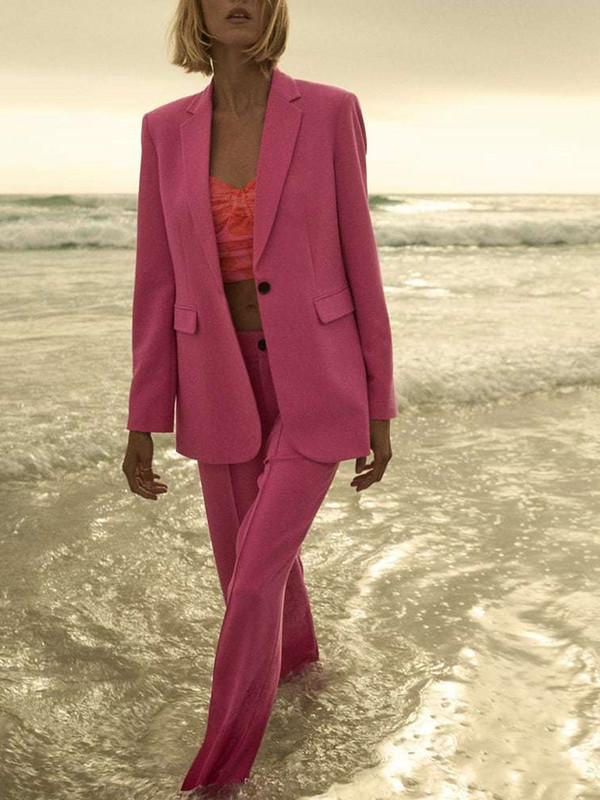 KEYANKETIAN ZA Jachetă de damă, primăvară 2022, la modă nouă, cu butoane, cu tăiere subțire, Blazer casual, retro, cu mânecă lungă, haină de damă șic