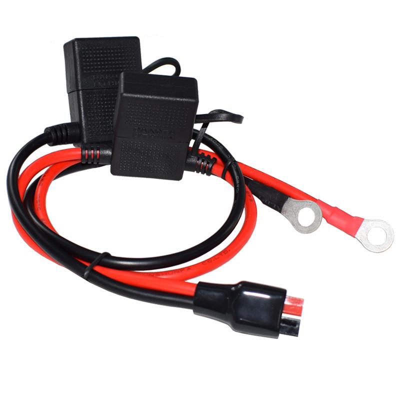 Suport de siguranță dublu pozitiv/negativ, în stil ATC, cu terminale de inel O, cu sursă de alimentare de 30 A sau conectori SAE, cablu de calibrul 10 2 ft.