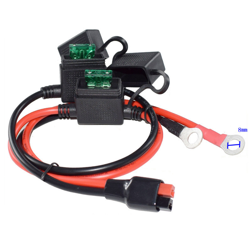 Suport de siguranță dublu pozitiv/negativ, în stil ATC, cu terminale de inel O, cu sursă de alimentare de 30 A sau conectori SAE, cablu de calibrul 10 2 ft.