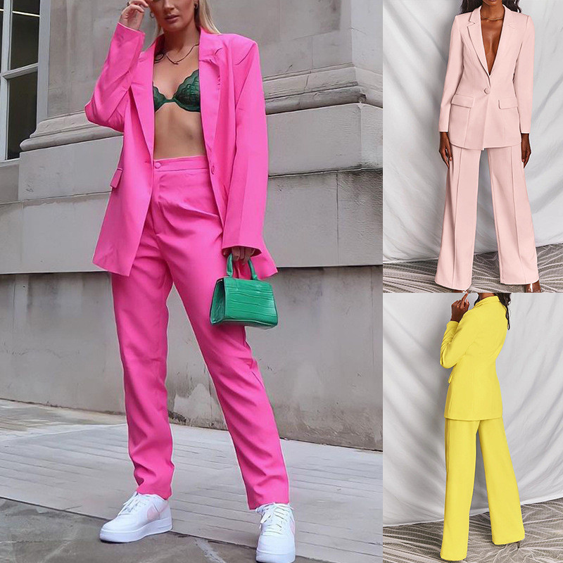 Costumul ocazional la modă pentru femei, Blazer profesional pentru birou, haină și pantaloni casual pentru femei, primăvară și toamnă 2022