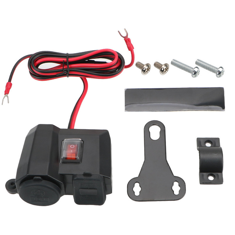 LEEPEE Afișaj digital Adaptor 5V 2.1A Sursă de alimentare Încărcător pentru ghidon pentru motociclete Port USB dublu Priză pentru brichetă