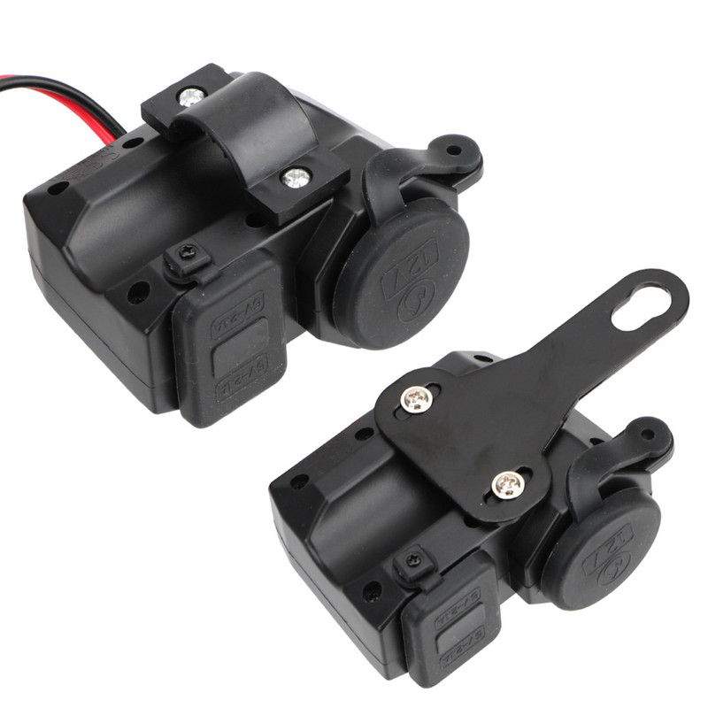 LEEPEE Afișaj digital Adaptor 5V 2.1A Sursă de alimentare Încărcător pentru ghidon pentru motociclete Port USB dublu Priză pentru brichetă