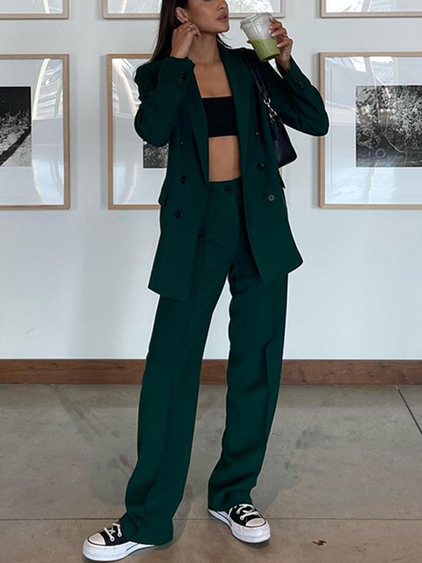 Set de sacouri de dama costum verde jacheta sacouri de birou pentru dama costum cu maneca lunga dreapta pentru femeie sacou la doua piept femei 2022