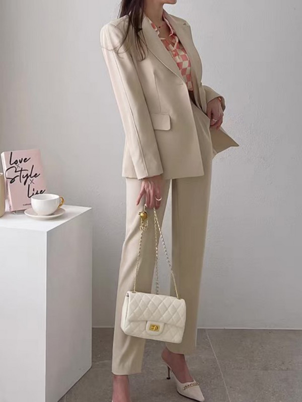 Primăvară ocazional elegant Blazer damă costum pantalon Jachetă cu nasturi + pantaloni creion Set 2 piese Moda feminină Pantaloni coreeani ținute costum