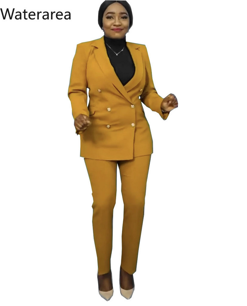 Set de trening pentru femei Waterarea Nou pentru damă Office Lady, mâneci pline, pantaloni blazer, costum profesional, drept, Set două piese