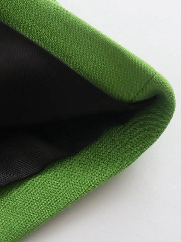 SLMD 2022 Costume elegante cu pantaloni verzi pentru femei Blazere cu crestături cu piept dublu Pantaloni plisați cu talie mijlocie cu buzunarul din spate Îmbrăcăminte de birou