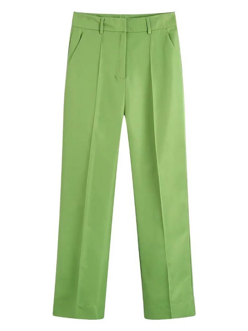 PTYSIC Femei Fashion Green Blazer Jacket Office Lady Set Streetwear Femeie Solid Pantaloni Drepți Casual Fete Pantaloni Lungi