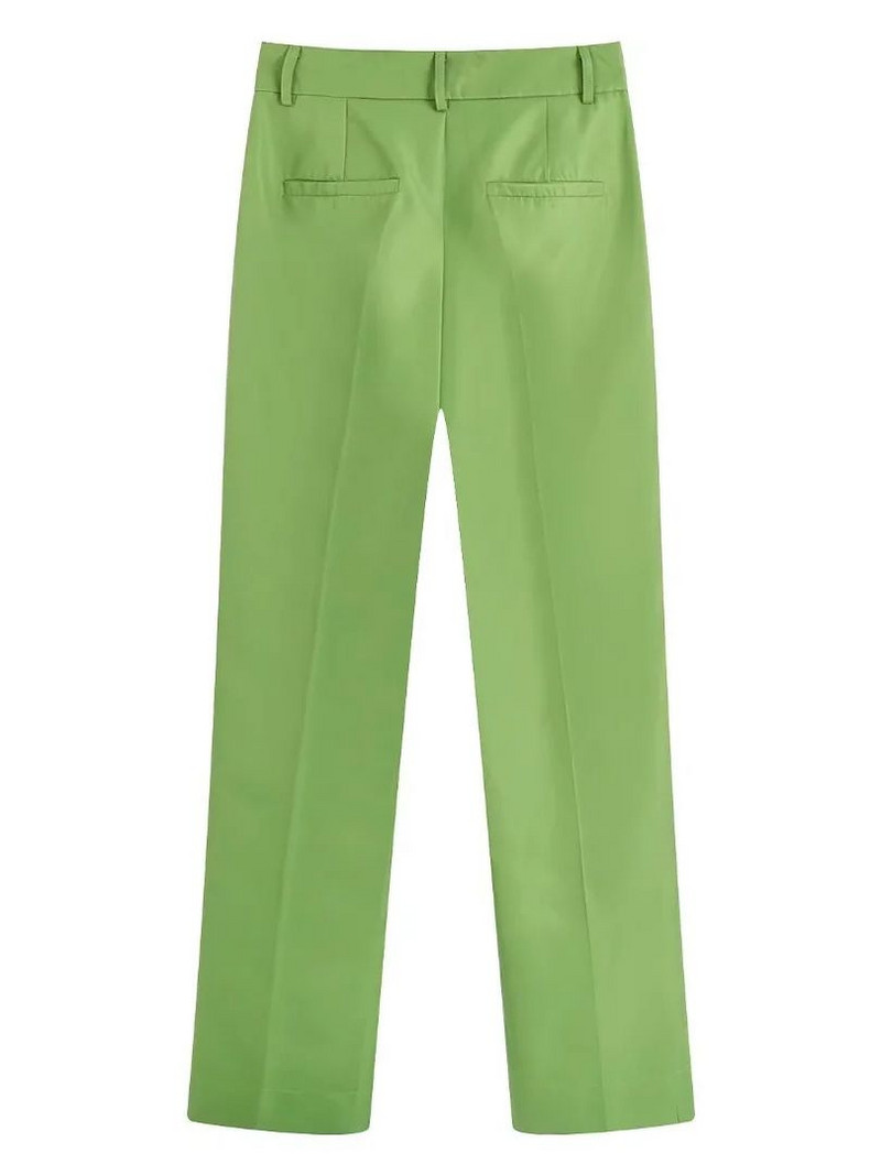 PTYSIC Femei Fashion Green Blazer Jacket Office Lady Set Streetwear Femeie Solid Pantaloni Drepți Casual Fete Pantaloni Lungi
