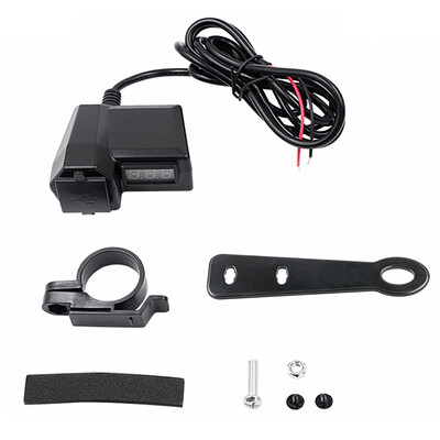 Digitális feszültségmérő BE/KI kapcsoló 10-24V motorkerékpár töltő Kettős USB aljzat szivargyújtóval 3.4 A gyorstöltés 3.0