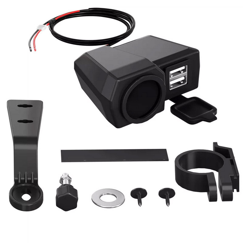 Încărcător USB pentru motociclete cu voltmetru Termometru Afișaj digital Port USB PD Priză brichetă Ghidon pentru motociclete