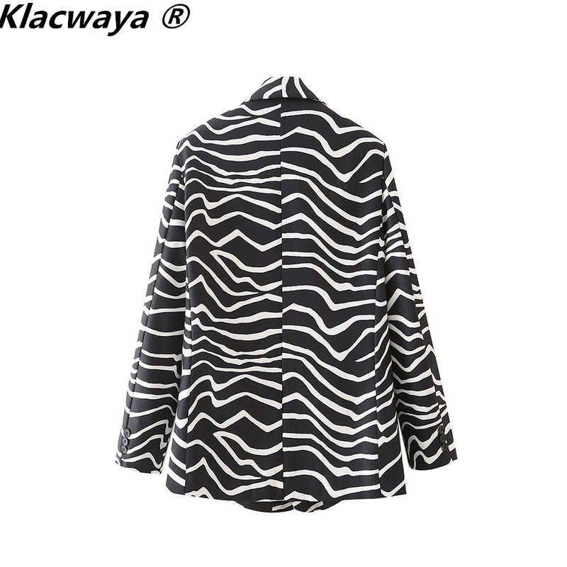 Klacwaya Costum Femei Set Imprimare Zebra Femeie 2 Piese Set Blazer cu Un singur Buton Cu Pantaloni Femei Casual Costume Pantaloni